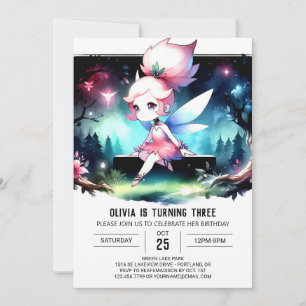 Roligt Fantasy Fairy Birthday Inbjudningar