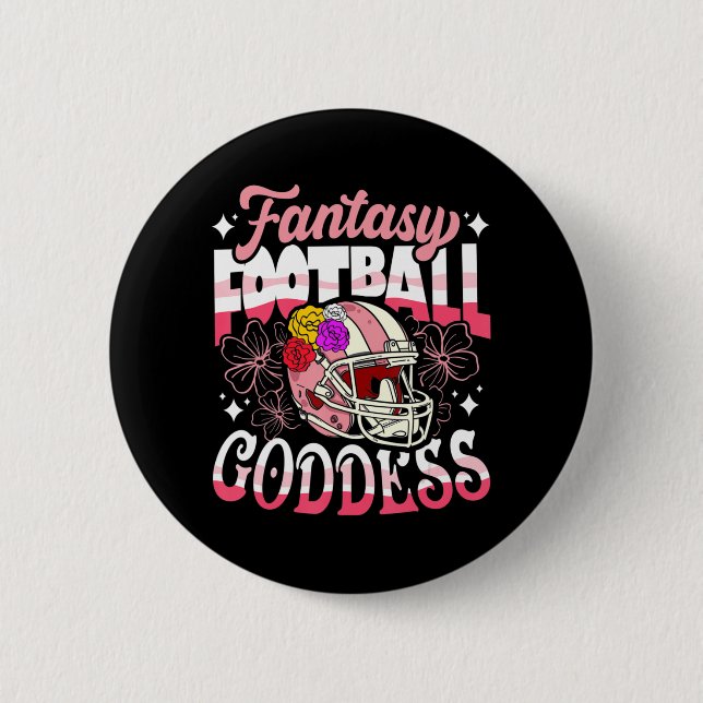Roligt Fantasy Football Goddess Flower Helmet Wome Knapp (Framsida)