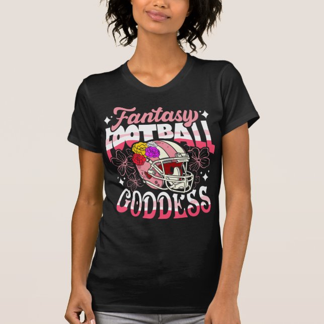 Roligt Fantasy Football Goddess Flower Helmet Wome T Shirt (Framsida)