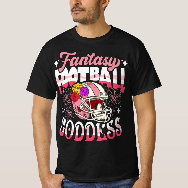 Roligt Fantasy Football Goddess Flower Helmet Wome T Shirt (Framsida)