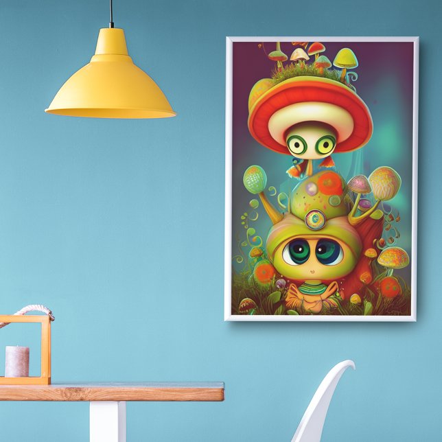 Roligt Fantasy Snigel och Mush Illustration Poster (Skapare uppladdad)