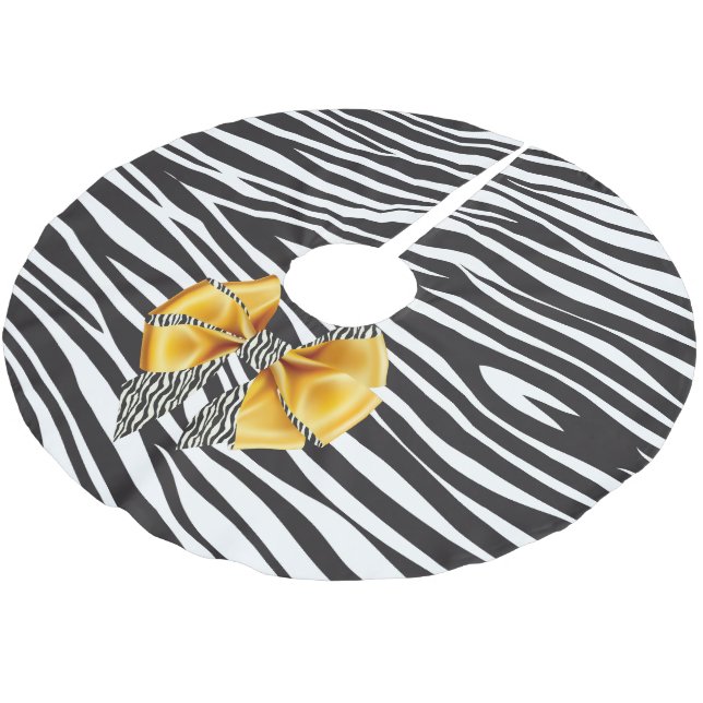Roligt Fantasy Zebra tryck med Guld Bow Julgransmatta Borstad Polyester (Vinklad)
