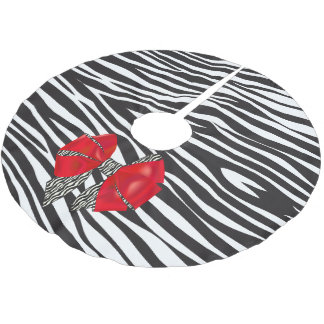Roligt Fantasy Zebra tryck med Red Bow Julgransmatta Borstad Polyester
