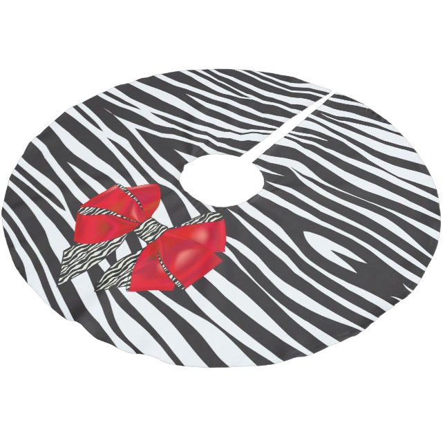 Roligt Fantasy Zebra tryck med Red Bow Julgransmatta Borstad Polyester (Vinklad)