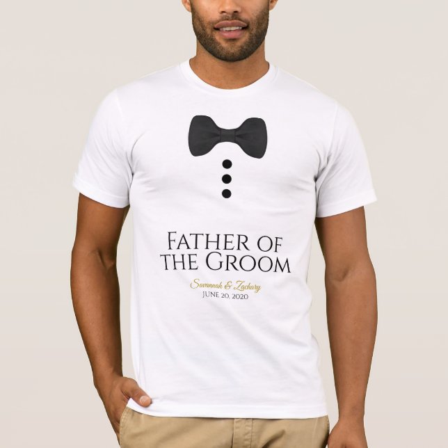 Roligt Far i Groom Black Tie Bröllop T-shirt (Framsida)
