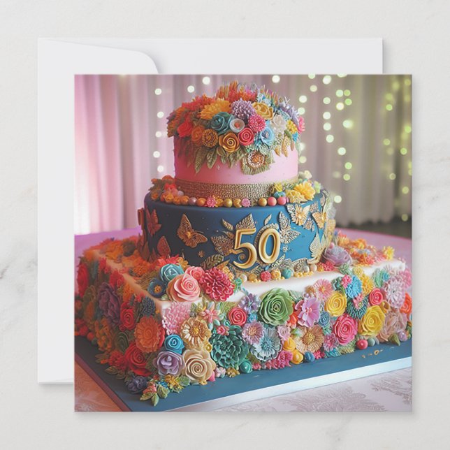 ROLIGT FÄRG 50:E BRÖLLOP ÅRSDAGEN INBJUDNINGAR (Framsida)