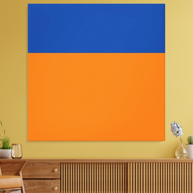 Roligt Färg fet Orange Deep Blue Färg Block Canvastryck (Insitu (Vardagsrum))