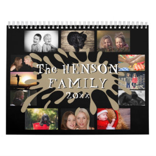 Roligt Färg Stänk Black Family Photo Collage Kalender