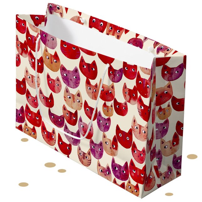 Roligt Färg vattenfärg Kat Mönster (Fun colorful kitty cat watercolor pattern gift bag for animal lovers)