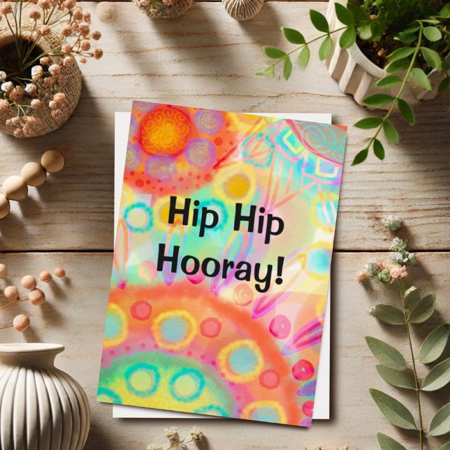 Roligt Färgad Hip Hip Hooray Kort (Skapare uppladdad)