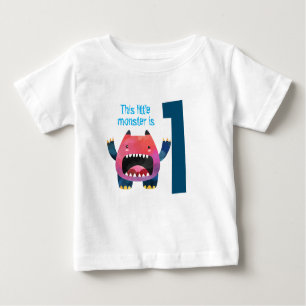 Roligt färgad mitt lilla monster första födelsedag t shirt