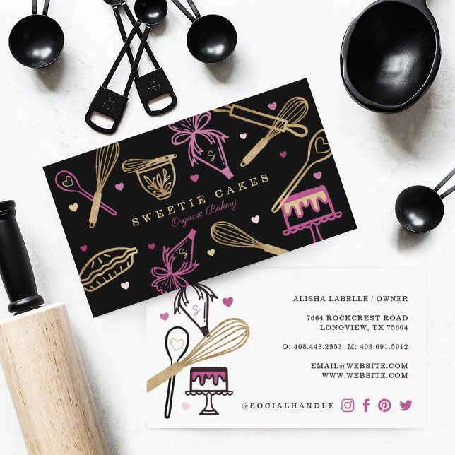 Roligt Färgbeläggning & kokning Utensil Black & Gu Visitkort (Skapare uppladdad)
