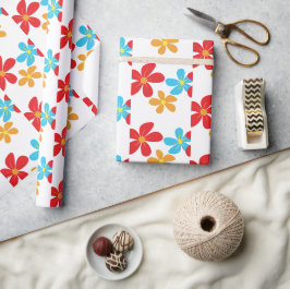 Roligt Färgblommor på vitt Presentpapper