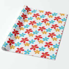 Roligt Färgblommor på vitt Presentpapper