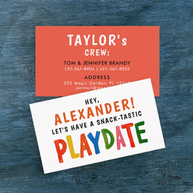 Roligt Färgfärgad röd uppspelningsdatum Kid Modern Visitkort (Skapare uppladdad)