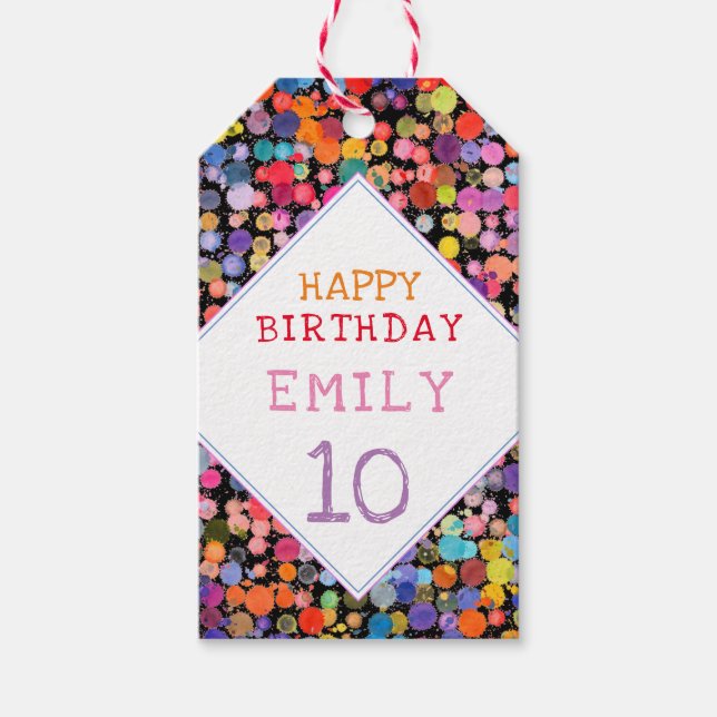 Roligt Färgfärgad vattenfärgsfärg Blockerar Barns  Presentetikett (Framsidan)