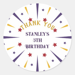 Roligt Färgfläckig Födelsedagsfest - Tack Runt Klistermärke