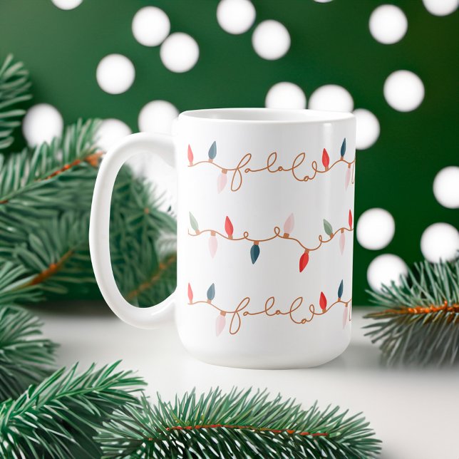 Roligt Färgfläckljus vid La julstinga ljus Kaffemugg (Fun Colourful Fa La Christmas String Light Coffee Mug)