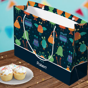 Roligt Färgfull Alien Mönster för barn på Blue Par