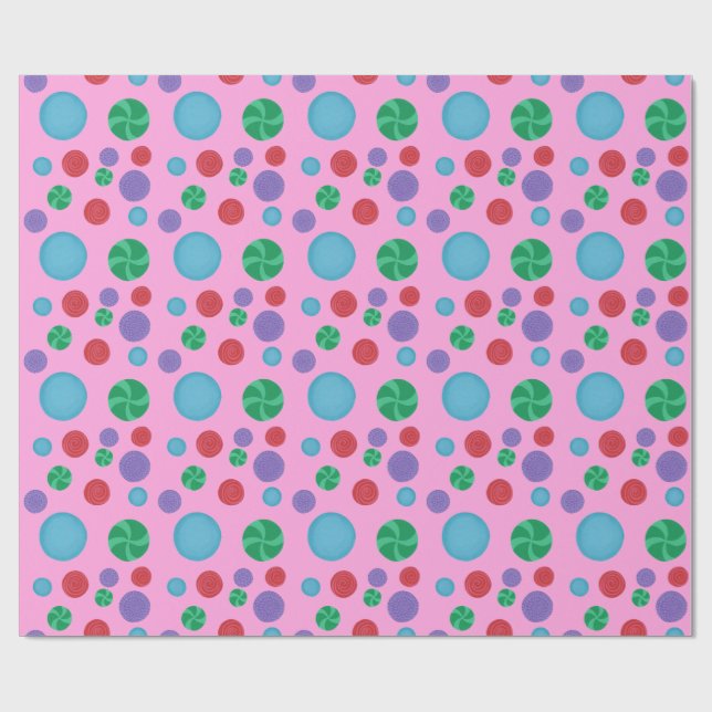 Roligt Färgfull dimensionell Polka dots-figursättn Presentpapper (Platt)