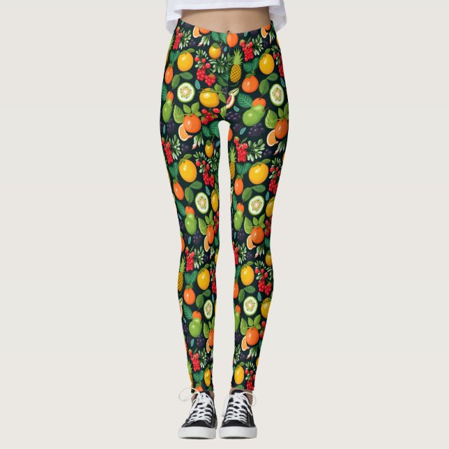 Roligt Färgfull Fruktiga mönster Leggings (Framsida)
