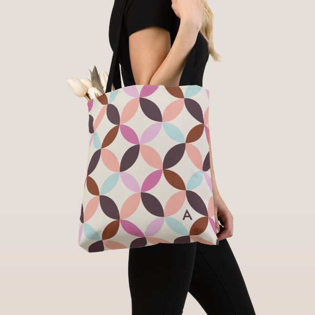 Roligt Färgfull geometrisk Mönster monogrammad Tygkasse (Närbild)