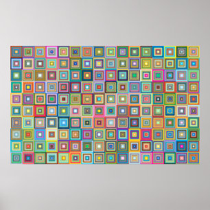 Roligt Färgfull Retro Tiles Mönster POSTER