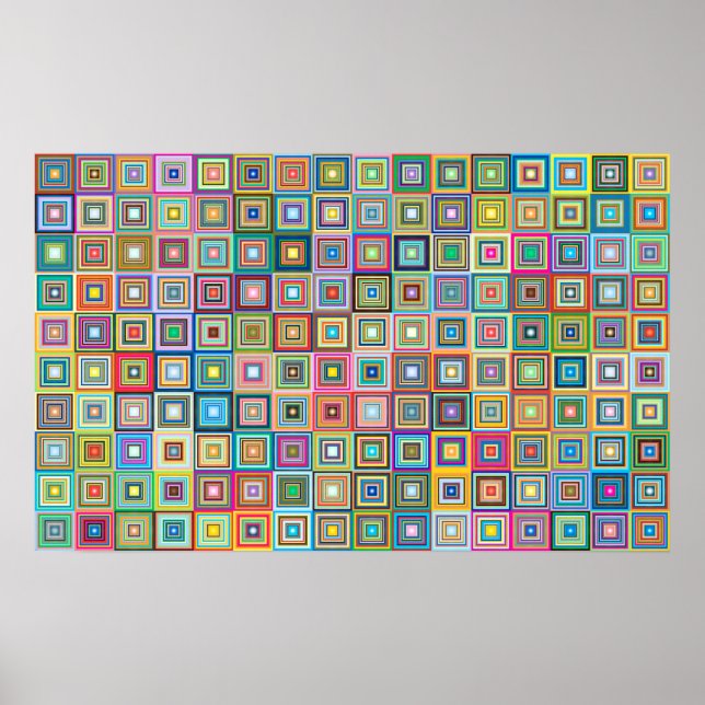 Roligt Färgfull Retro Tiles Mönster | POSTER (Framsidan)