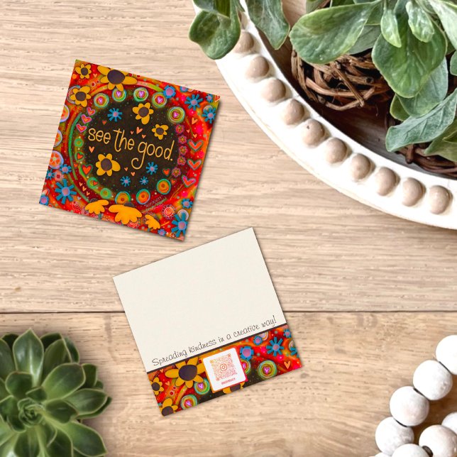 Roligt Färgfull Se Bra-inspirerande skindnitetskor Fyrkantigt Visitkort (Colorful and inspirational Inspirivity, kindness cards. Give out some Positive Vibes today!)