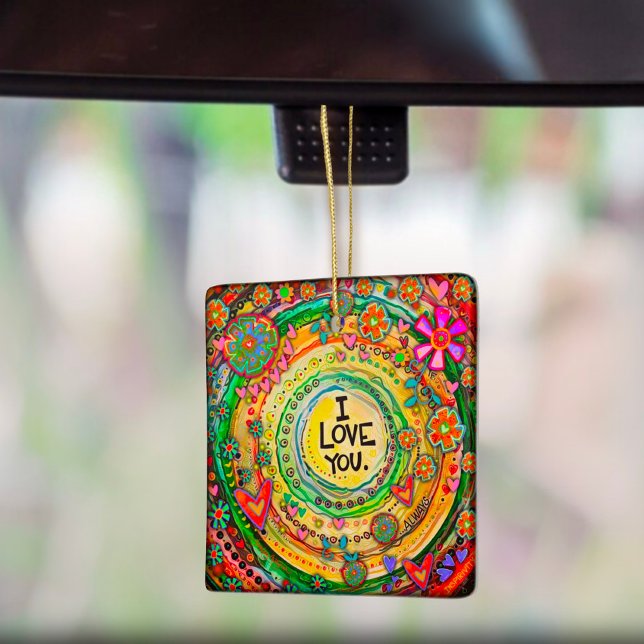 Roligt Färgfyllda hjärtan i Kärlek din inspiration Julgransprydnad Keramik (Skapare uppladdad)