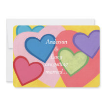 Roligt Färgkulor Personligt bröllp Inbjudan