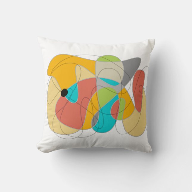 roligt färglös abstrakt art boho orange turkos kudde (Framsida)
