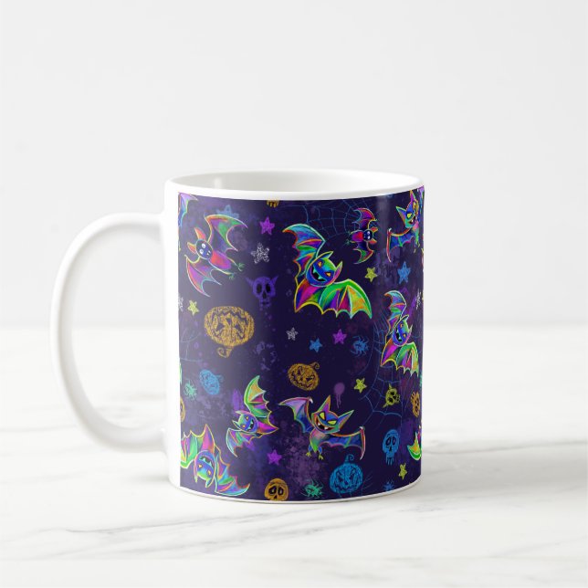 Roligt färglös Halloween nyare fladdermöss Kaffemugg (Vänster)