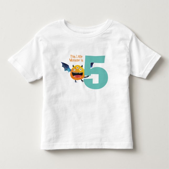 Roligt färglös Min lilla monster är 5 år T Shirt (Framsida)