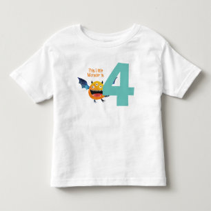 Roligt färglös Min lilla monster är fyra år T Shirt