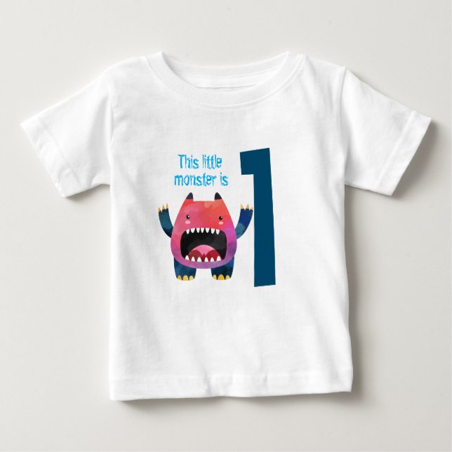 Roligt färglös mitt lilla monster första födelseda t shirt (Framsida)