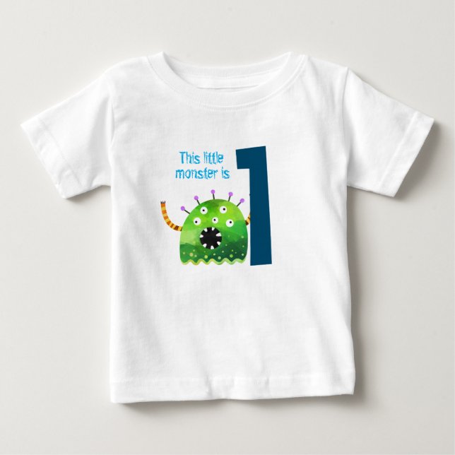 Roligt färglös mitt lilla monster första födelseda t shirt (Framsida)