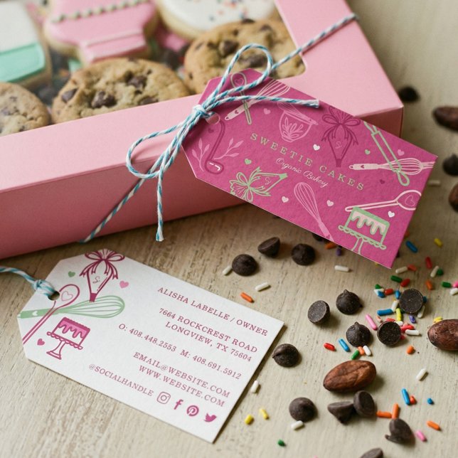Roligt Färglös Rosa för Baking & Cooking Utensil Presentetikett (Bakery Cooking Restaurant Culinary Baked With Love Gift Tags)