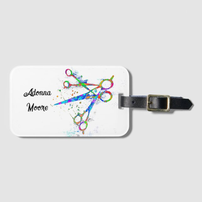 roligt färglösa saxar på vitt för anpassningsbar bagagebricka (Framsida horisontal)