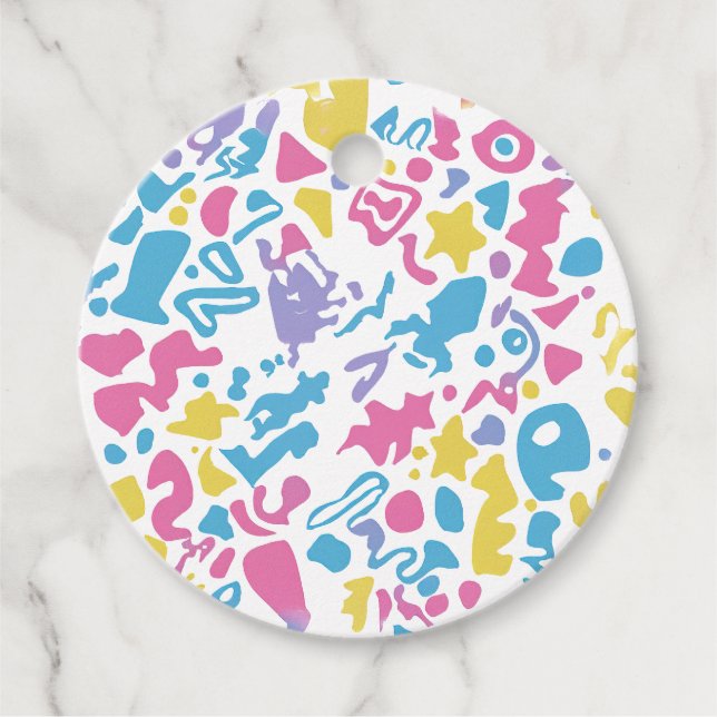 Roligt, färglösa vibrerande former gåvor etiketter (Framsida)