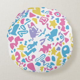 Roligt, färglösa vibrerande former rund kudde