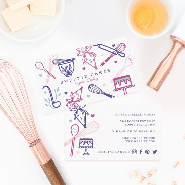 Roligt Färglöst Baking & Cooking Utensil White Visitkort (Skapare uppladdad)