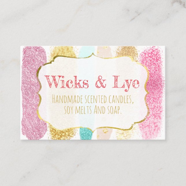 Roligt Färglöst Glitter-tvålljus, soja Vax smält Visitkort (Framsida)