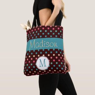 Roligt Färgpunkter Trendig Inledande monogram Tygkasse