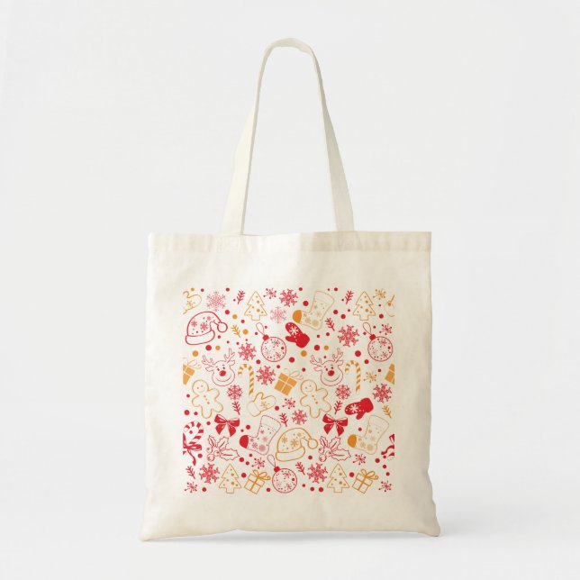 Roligt färgrikt Christmassy mönster Tygkasse (Framsidan)