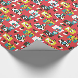 Roligt färgrikt Retro Lomo kameramönster Presentpapper