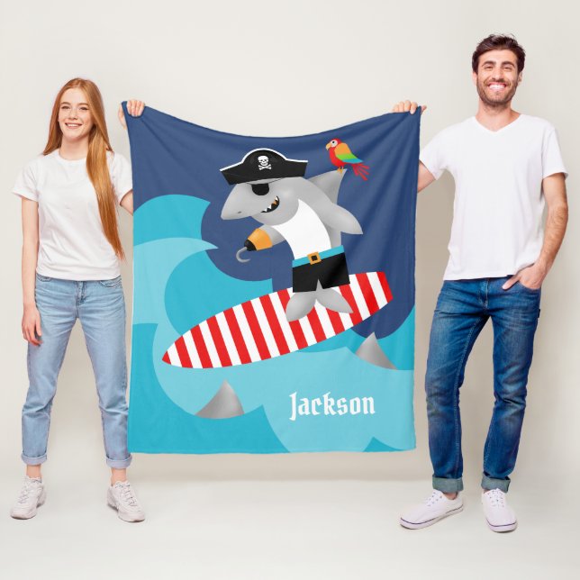 Roligt färgrikt surfa pirathajkast fleecefilt (På plats)