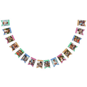 Roligt färgstark 16 foton eller Namn, önskad anpas Vimplar