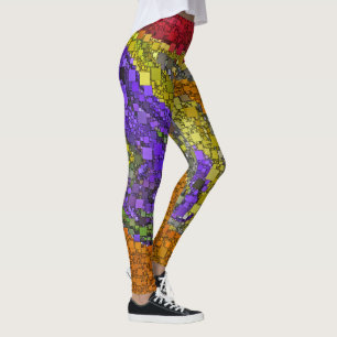 Roligt - färgstarka Geometriska Abstrakter block Leggings