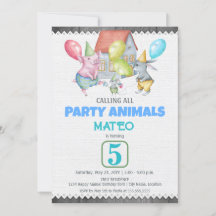 Roligt Färgstarka Party-djur födelsedag